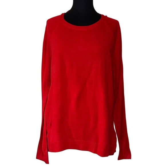Kohl's APT. 9 Stretch Red Pleated Raglan Pullover Sweater Acrylic Women Size L - Picture 1 of 16